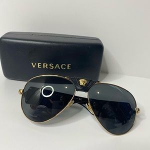 Versace Sunglasses| Aviator| Black Gold| Authentic